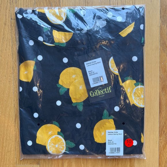 Collectif Mainline Matilde Polka Lemon Swing Skirt - Picture 8 of 11